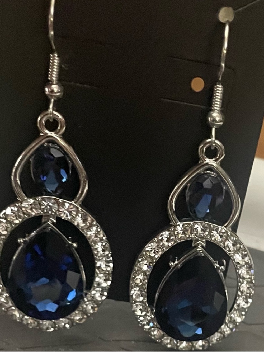 Deep Blue Crystal Dangle Earrings - Women Jewelry NWT’s